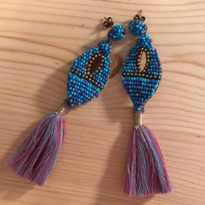 Anthropologie Beaded Tassel Earrings